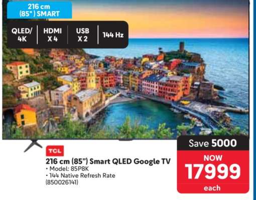 TCL 216 cm (85”) Smart QLED Google TV