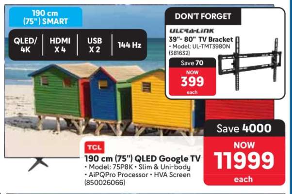 TCL 190 cm (75") QLED Google TV