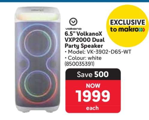 6.5” VolkanoX VXP2000 Dual Party Speaker