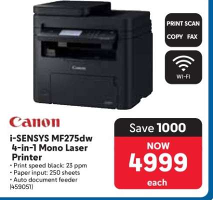 Canon i-SENSYS MF275dw 4-in-1 Mono Laser Printer
