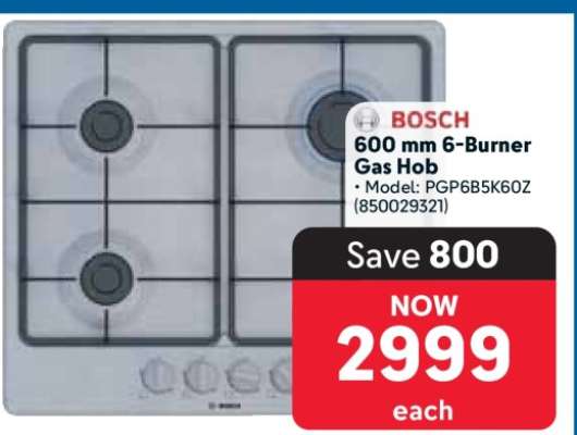 Bosch 600 mm 6-Burner Gas Hob