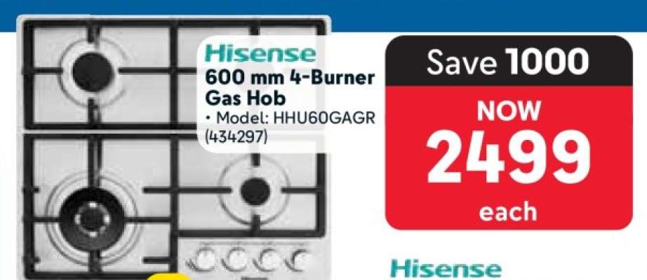 Hisense 600 mm 4-Burner Gas Hob