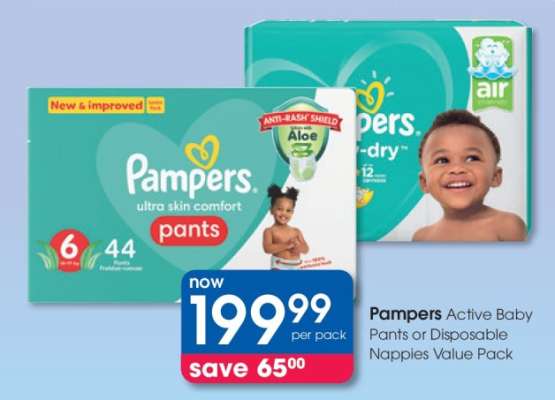 Pampers Active Baby Pants or Disposable Nappies Value Pack