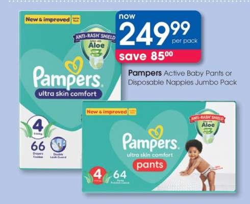Pampers Active Baby Pants or Disposable Nappies Jumbo Pack