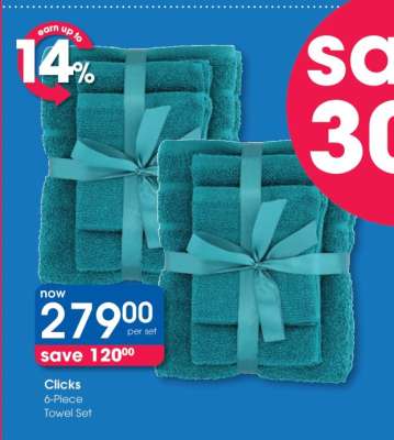Clicks 6-Piece Towel Set