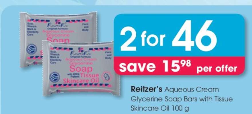 Reitzer’s Aqueous Cream Glycerine Soap Bars with Tissue Skincare Oil 100 g