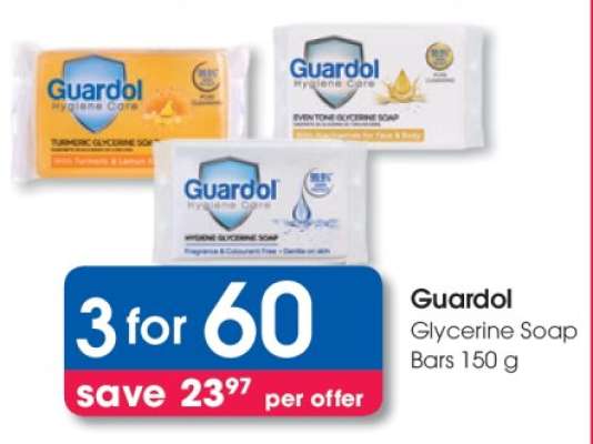 Guardol Glycerine Soap Bars 150 g
