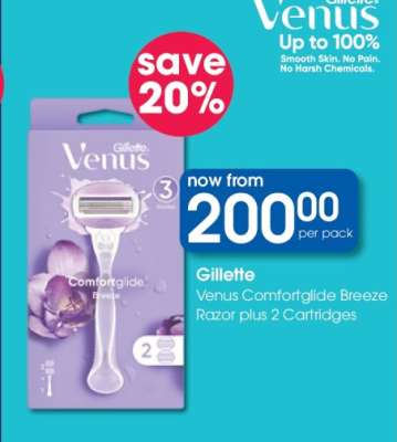 Gillette Venus Comfortglide Breeze Razor plus 2 Cartridges