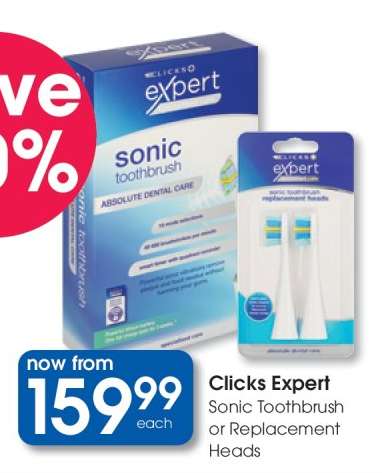 Clicks Expert Sonic Toothbrush or Replacement Heads