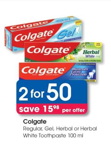 Colgate Regular, Gel, Herbal or Herbal White Toothpaste 100 ml