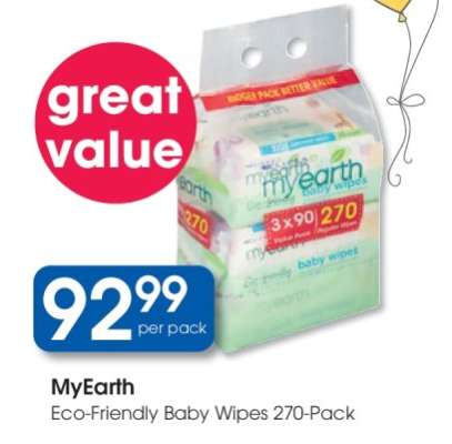 MyEarth Eco-Friendly Baby Wipes 270-Pack