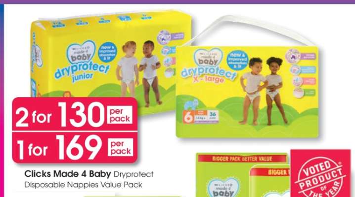 Clicks Made 4 Baby Dryprotect Disposable Nappies Value Pack