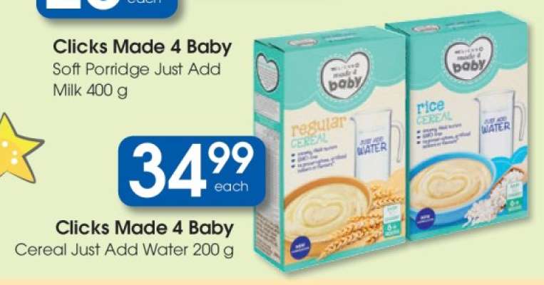 Clicks Made 4 Baby Cereal Just Add Water 200 g
