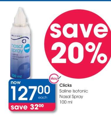 Clicks Saline Isotonic Nasal Spray 100 ml