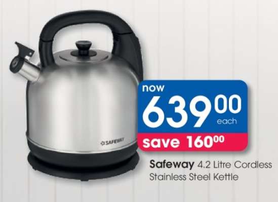 Safeway 4.2 Litre Cordless Stainless Steel Kettle