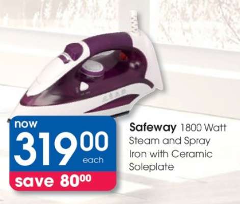Safeway 1800 Watt Steam and Spray Iron with Ceramic Soleplate