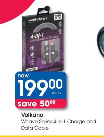 Volkano Weave Series 4-in-1 Charge and Data Cable
