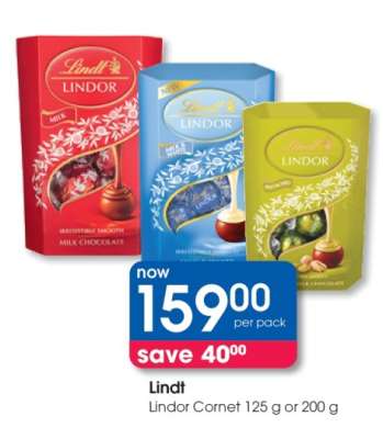 Lindt Lindor Cornet 125 g or 200 g