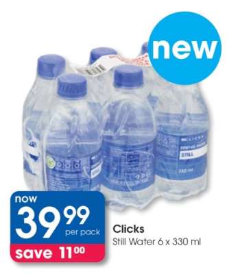 Clicks Still Water 6 x 330 ml