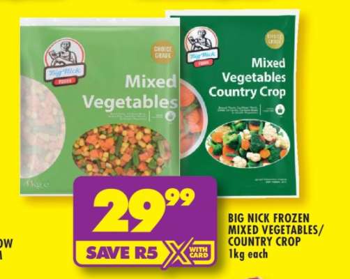 BIG NICK FROZEN MIXED VEGETABLES/COUNTRY CROP