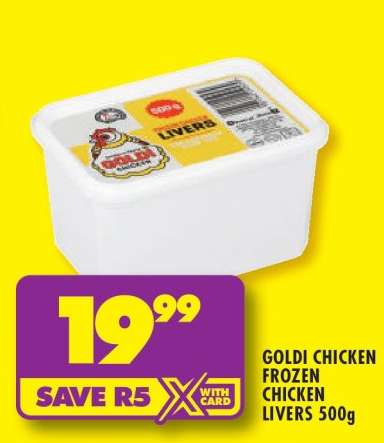 GOLDI CHICKEN FROZEN CHICKEN LIVERS 500g