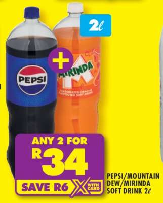 PEPSI/MOUNTAIN DEW/MIRINDA SOFT DRINK 2ℓ