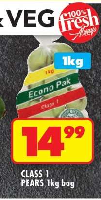 CLASS 1 PEARS 1kg bag