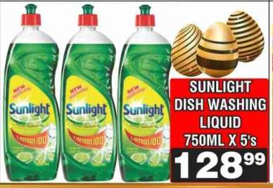 SUNLIGHT DISH WASHING LIQUID 750ML X 5's