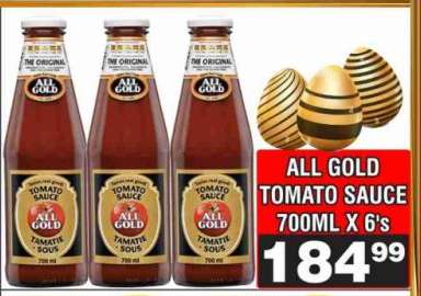 ALL GOLD TOMATO SAUCE 700ML X 6's