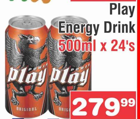 Play Energy Drink 500ml x 24's