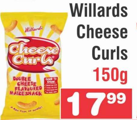 Willards Cheese Curls 150g