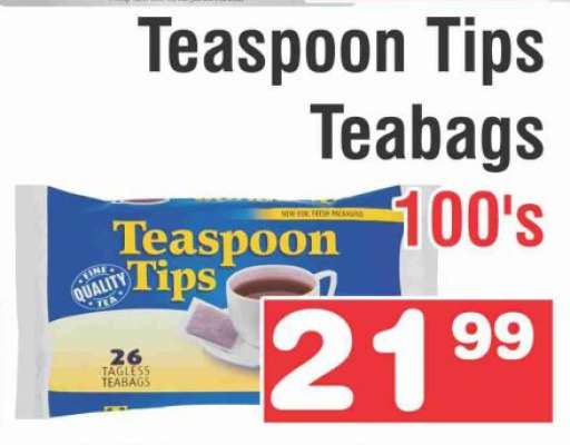 Teaspoon Tips Teabags 100's