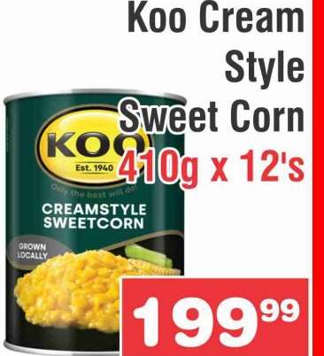 Koo Cream Style Sweet Corn 410g x 12's