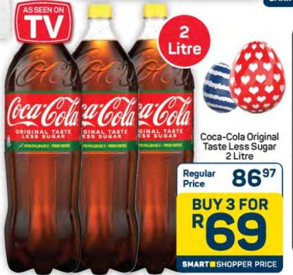 Coca-Cola Original Taste Less Sugar 2 Litre