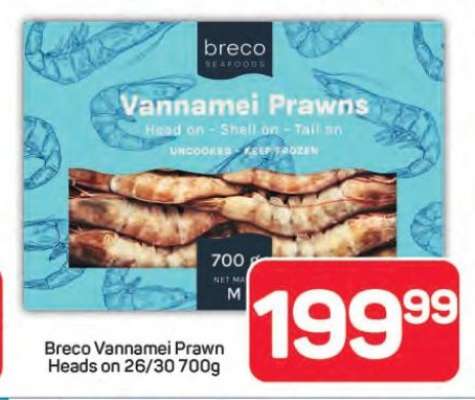 Breco Vannamei Prawn Heads on 26/30 700g