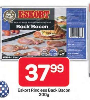 Eskort Rindless Back Bacon 200g