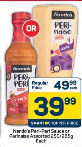 Nando's Peri-Peri Sauce or Perinaise Assorted 250/265g