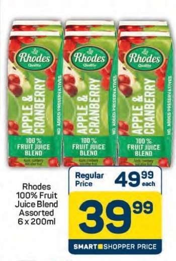 Rhodes 100% Fruit Juice Blend Assorted-6 x 200ml