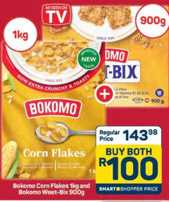 Bokomo Corn Flakes 1kg and Bokomo Weet-Bix 900g