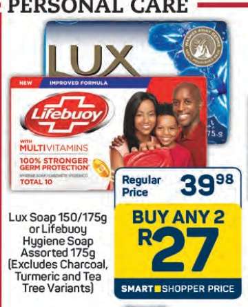Lux Soap 150/175g or Lifebuoy Hygiene Soap Assorted 175g