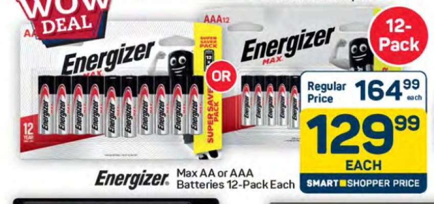 Energizer Max AA or AAA Batteries 12-Pack