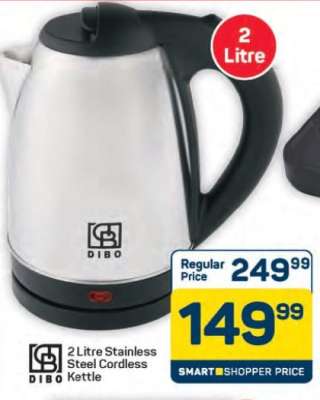 DIBO 2 Litre Stainless Steel Cordless Kettle