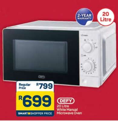 DEFY 20 Litre White Manual Microwave Oven