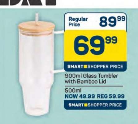 900ml Glass Tumbler with Bamboo Lid