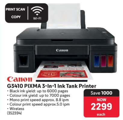 Canon G3410 Pixma 3-In-1 Ink Tank Printer