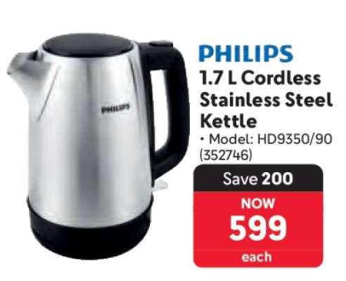 PHILIPS 1.7 L Cordless Stainless Steel Kettle