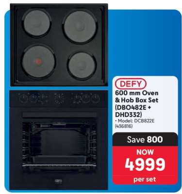 DEFY 600 mm Oven & Hob Box Set (DBO482E + DHD332)