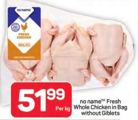 no name™ Fresh Whole Chicken in Bag Without Giblets