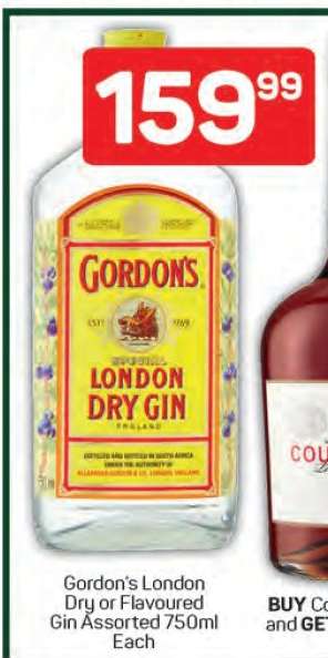 Gordon's London Dry or Flavoured Gin Assorted 750ml