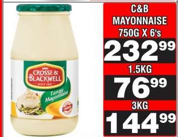 C&B Mayonnaise 750G X 6's